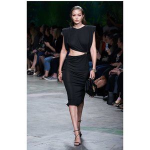 VERSACE RUNWAY CUTOUT MIDI DRESS WITH METAL CLIP SIZE S/M US, 40IT NEW